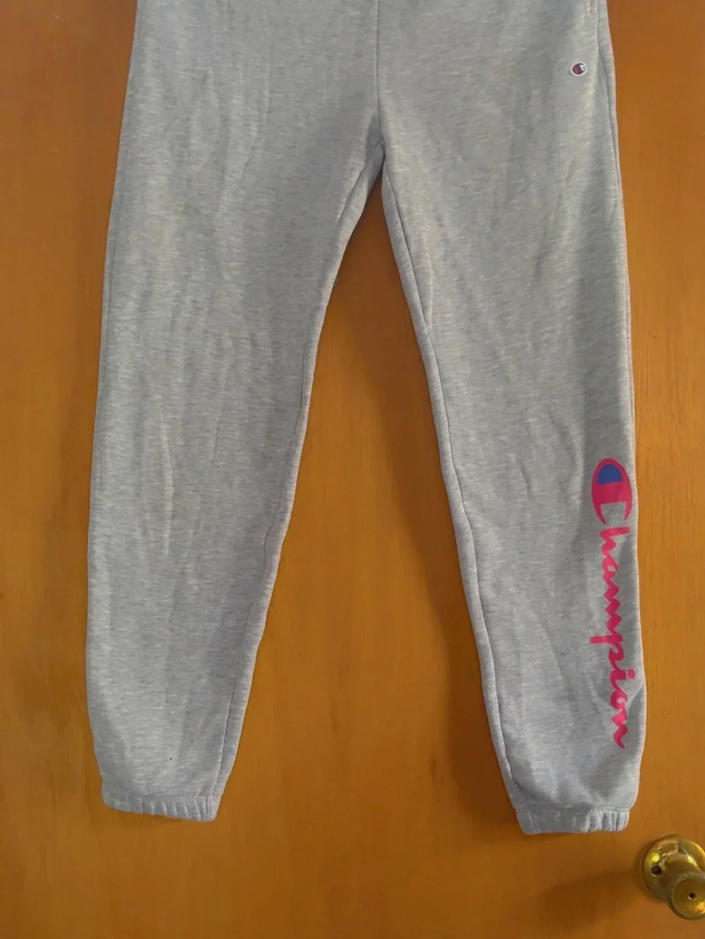 Champion Kids Grey Sweatpants with Pink Logo Accent